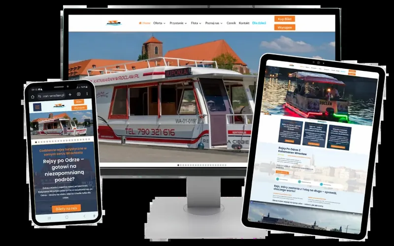 Strona internetowa dla Katamaran Wrocław — rejsy po Odrze