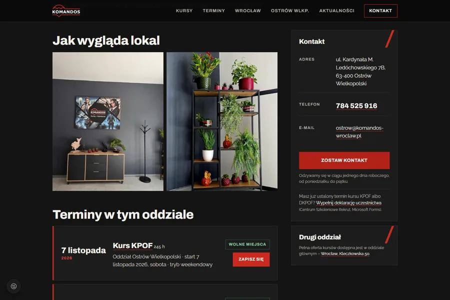 Zrzut ze strony Komandos Wrocław