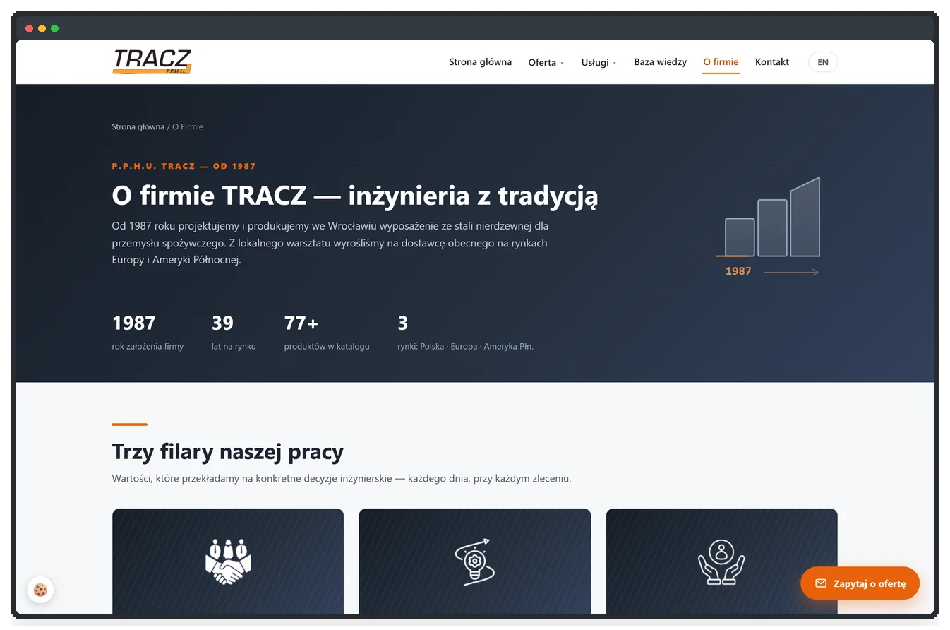 Zrzut ze strony PPHU Tracz