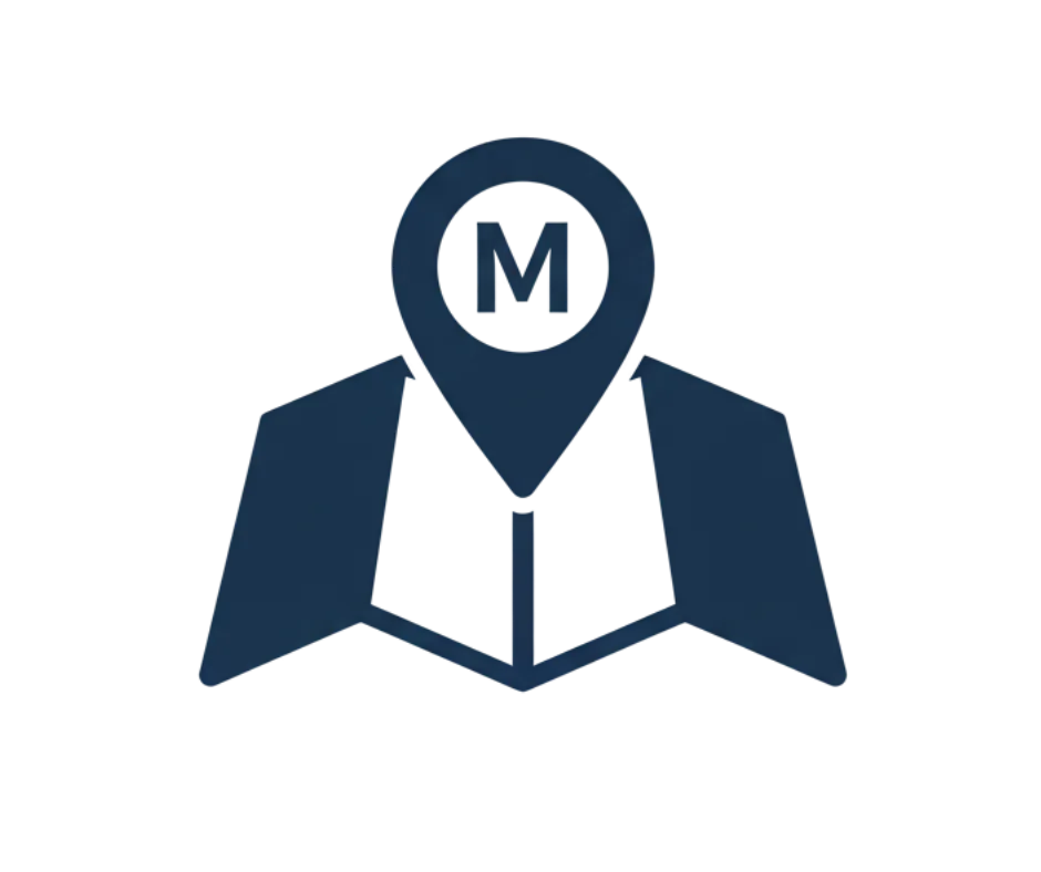 Ikona mapy z pineską lokalizacji, symbolizująca Wizytówkę Google i marketing lokalny